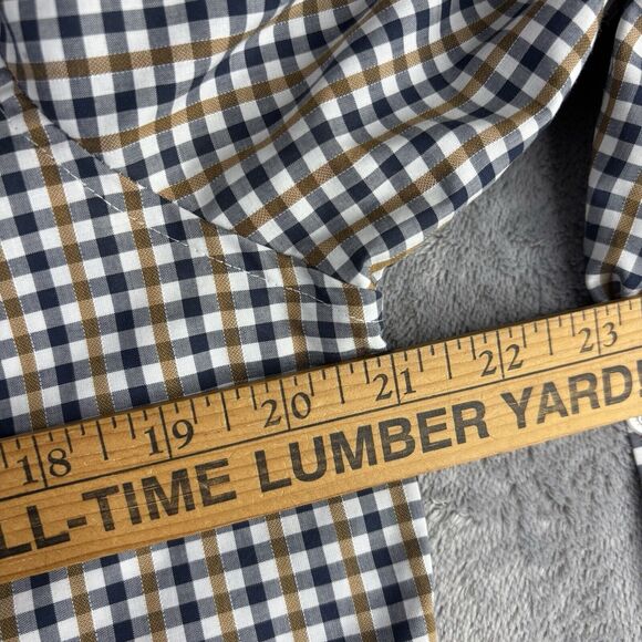Perry Ellis Shirt Mens Medium Blue Brown‎ Check Long Sleeve 100% Cotton - Picture 8 of 12